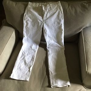 MH Jeans white straight leg gold ankle zipper 28